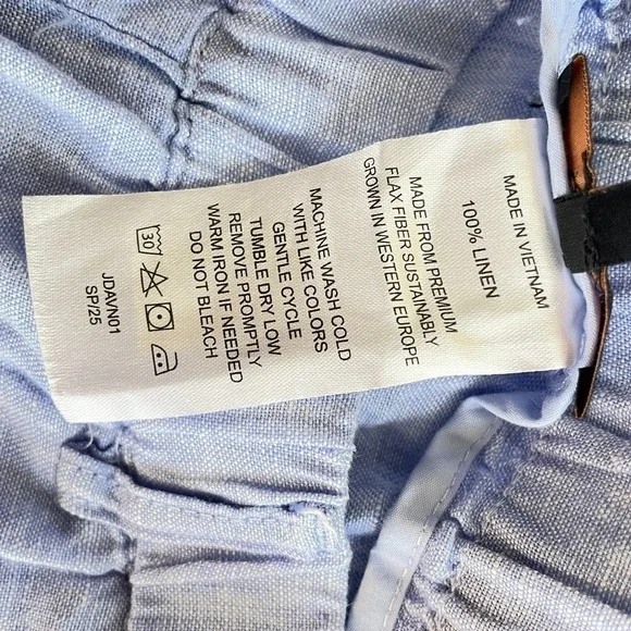 Quince European Linen Cropped Pants XS Blue Coastal Beachy Capsule - Picture 8 of 8